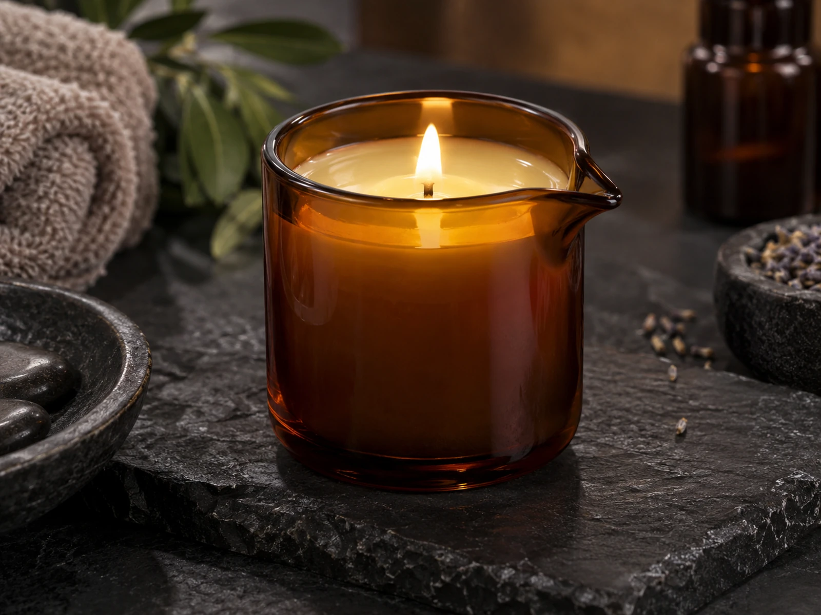 Massage oil candles in tins and ceramic vessels with pouring spouts 3