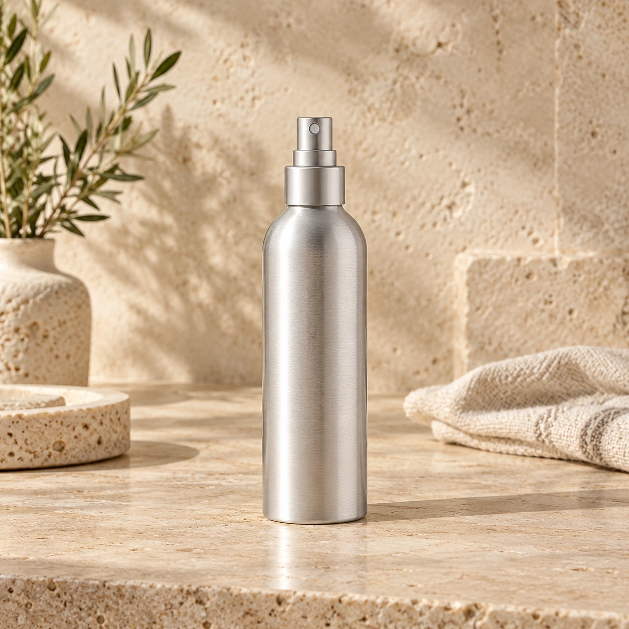 Fine-mist room and linen spray bottles in a clean product setting 3